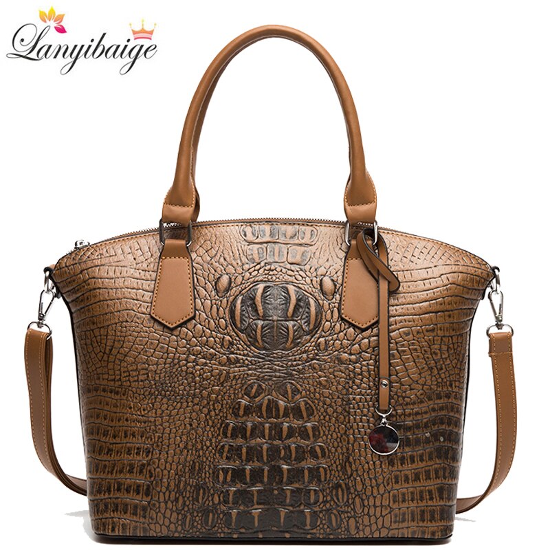 Large Capacity Crocodile Pattern Handbags Luxury Brand Women Handbags Designer Tote Bag Vintage Ladies Shoulder Messenger Bags