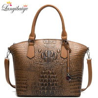 Large Capacity Crocodile Pattern Handbags Luxury Brand Women Handbags Designer Tote Bag Vintage Ladies Shoulder Messenger Bags