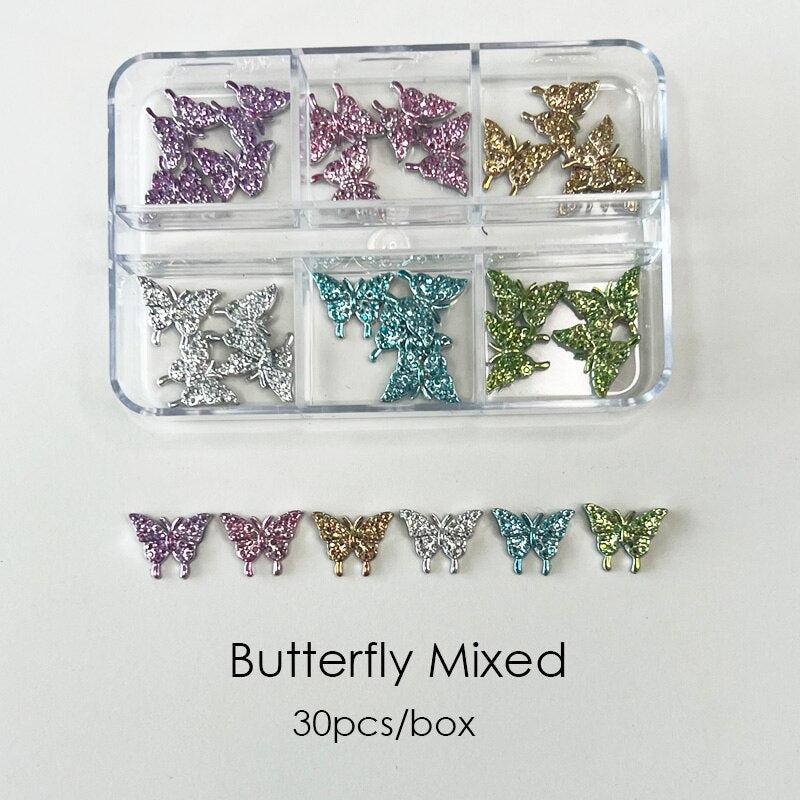 A Box Popular Mixed 3d Nails Art Butterflies Bear Cats Charms DIY  Manicure Decorations Accessories Supplies