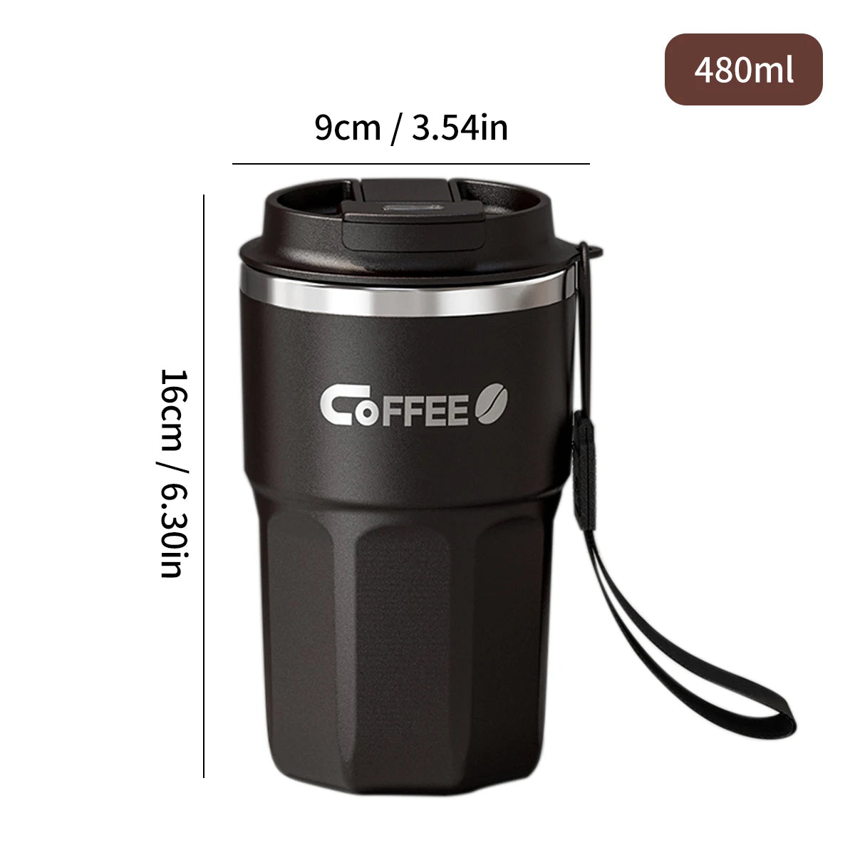 WORTHBUY Insulated Cup 304 Stainless Steel Double Layer Coffee Cup With Handle Portable Leak-proof Thermal Water Cup For Student