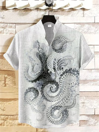 2025 3D Printed Linen Shirt Summer Casual Men's Button Short Sleeved Top Street Fashion Retro Shirt Roupa Masculina