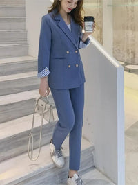 New Fashion Women Blazer Pants Two-Piece Set Office Lady Slim Pants Suits Female Fashion Blazer Suit