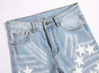 Men Straight Jean Denim Pants Jeans Loose Ankle Length Pant Pockets Casual Washed High Street Distressed Zipper Fly Spliced