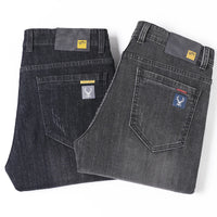 Jeans men straight tube loose 2024 autumn new item business elastic men's versatile casual pants trendy brand long pants men