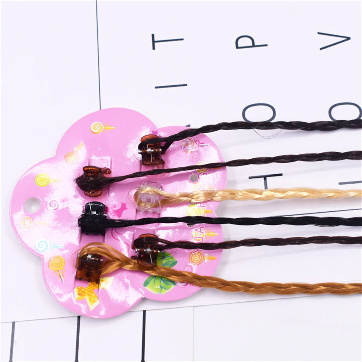 6Pcs/Set Colorful Braids Hair Extensions with Hair Clips Girls Rainbow Braided Ponytail Hairpieces Hair Accessories for Kids