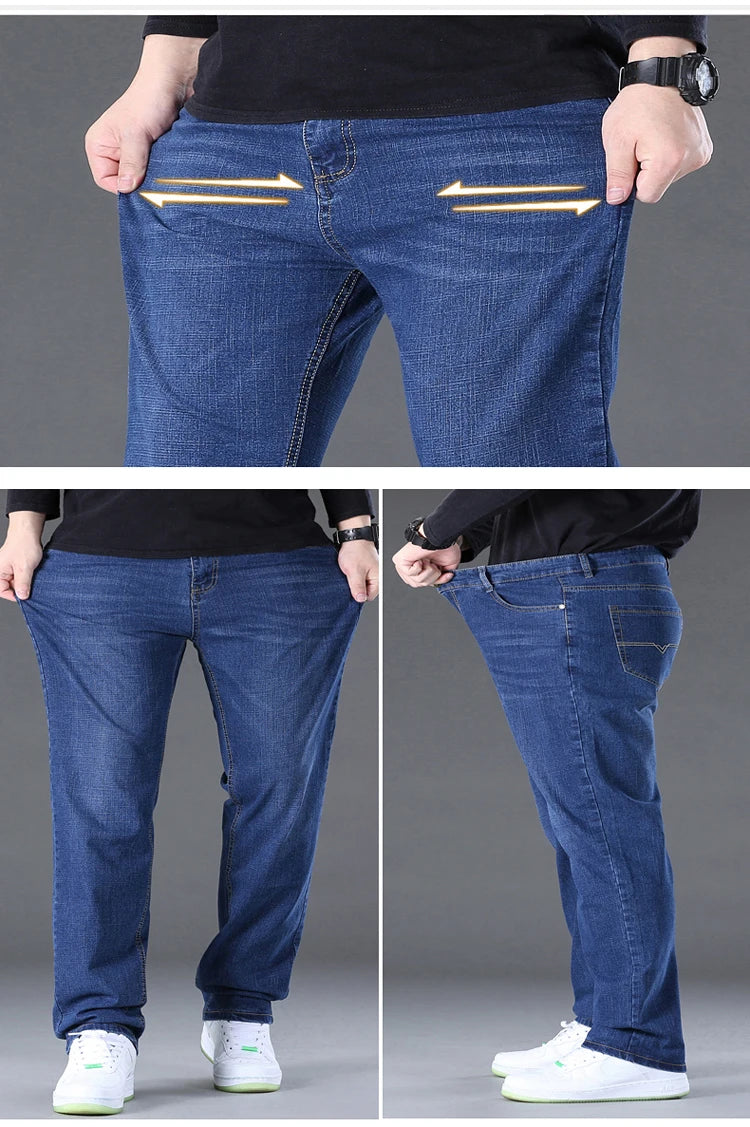Jeans for Men Big Size 28-50 Denim Fabric Large Size Pants for Fat People 45-150kg Jeans Hombre Wide Leg Jeans Pantalon Homme