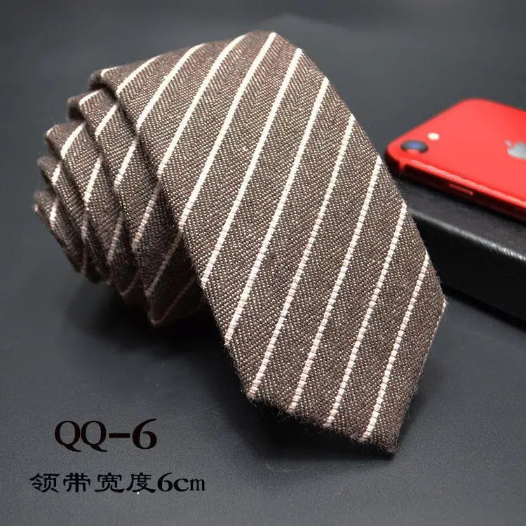 Mens Ties 6cm Classic Cotton Handmade Skinny Neck Ties for Men Striped Narrow Collar Slim Cashmere Tie Casual Plaid Tie For Man