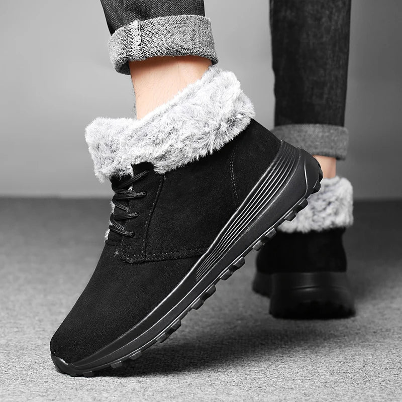 Winter Boots for Men 2025 New Plush Snow Boots Men Ankle Boots Warm Black Couple Cotton Couples Platform Shoes Sneakers