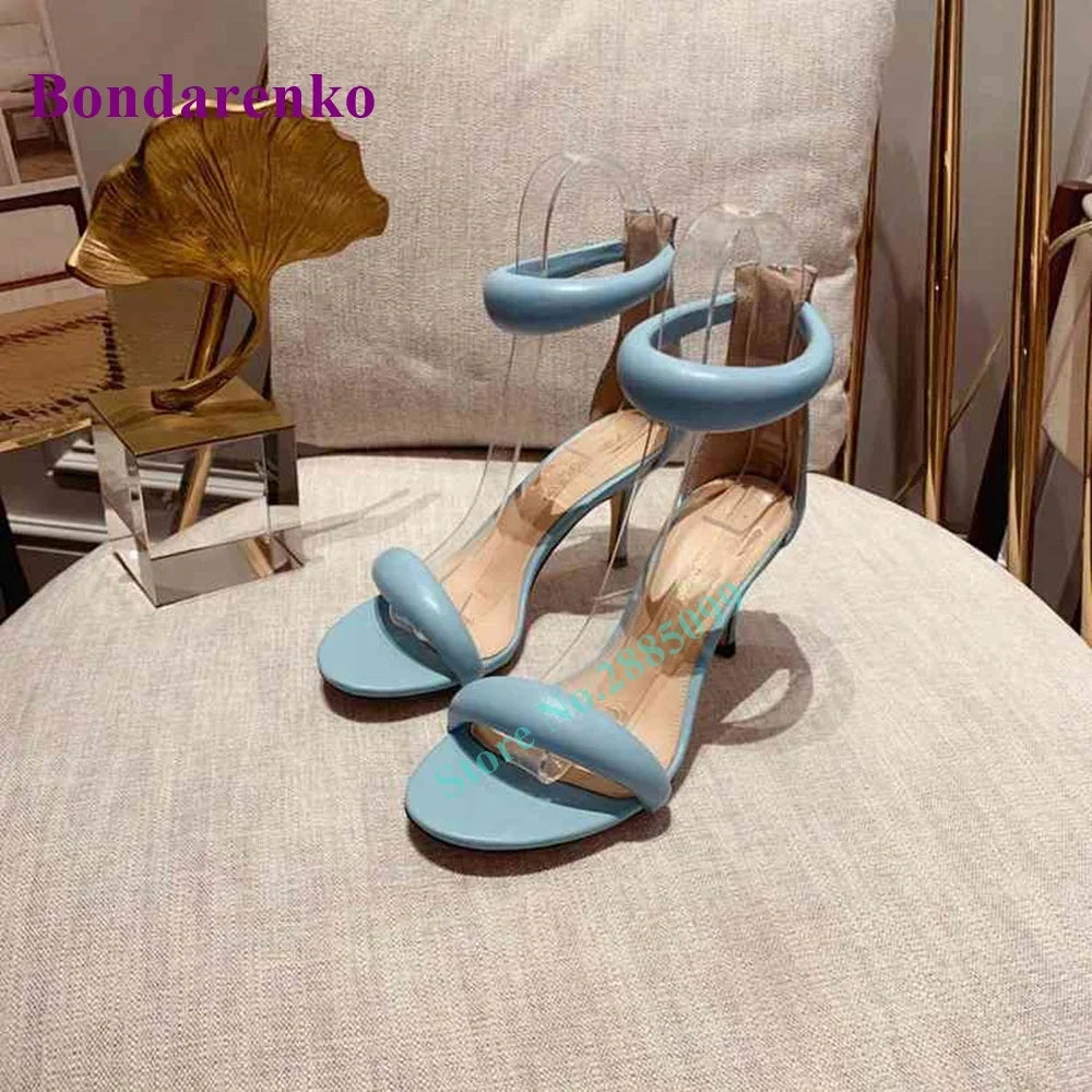 New Fshion Summer Women's Sandals Open Toe Ankle Strap Solid Stiletto Heel Hollow Sandals Women Shoes Party Dress Designer Shoe