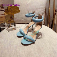 New Fshion Summer Women's Sandals Open Toe Ankle Strap Solid Stiletto Heel Hollow Sandals Women Shoes Party Dress Designer Shoe