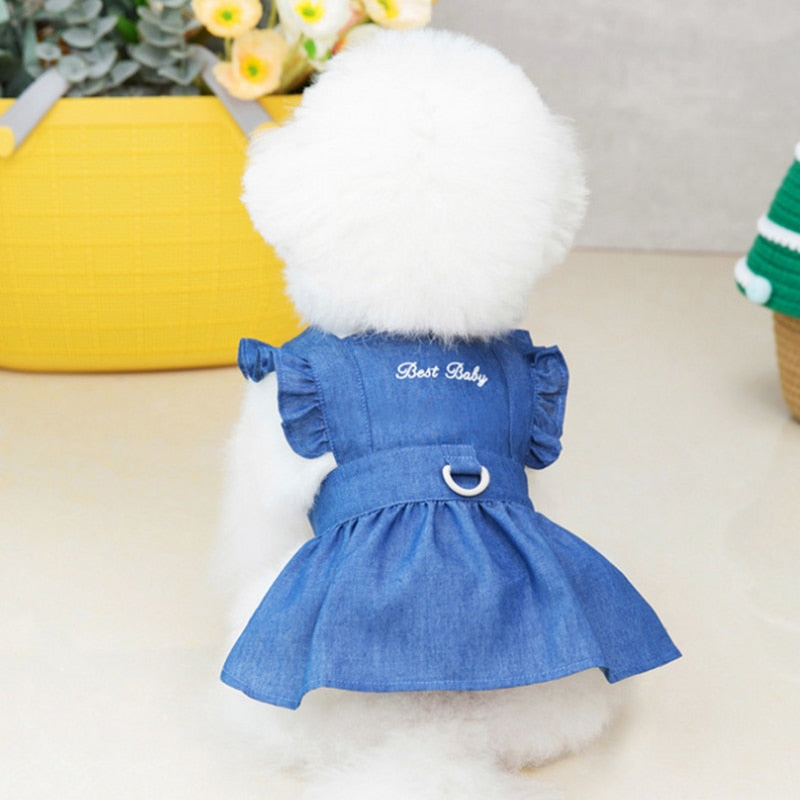 Princess Style Dog Dresses Pet Floral Skirt Cotton Suspender Pet Clothing Mesh Skirt Sweet Dog Clothes for Small Dogs Pet Items