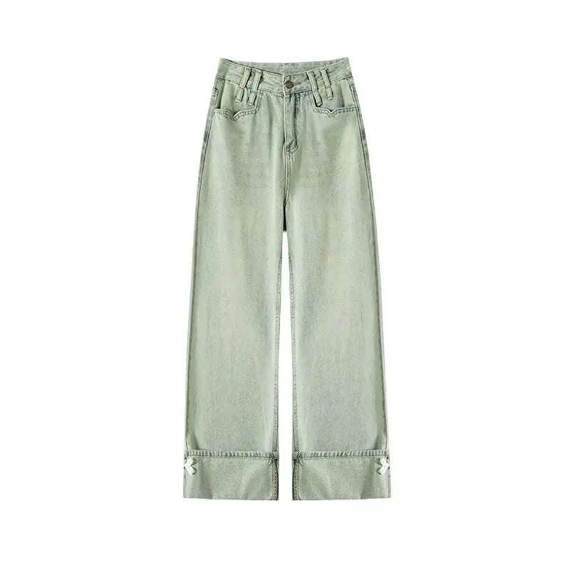 Retro wide leg jeans for women, spring and summer new styles, thin, high waisted, slimming, loose design, straight leg pants