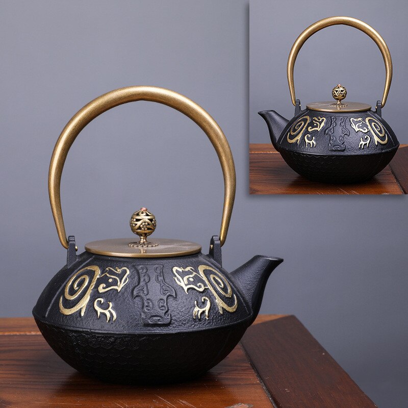Japanese High quality Cast Iron Teapot Induction Cooker Kettle With Strainer Tea Pot Oolong Tea Coffee Maker Office Tea set 1.2L