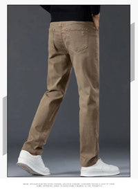 Male Brand Jeans Clothing Light Luxury Stretch Looes Fit Pants Comfortable Soft Business Fashion Straight Casual Denim Trousers