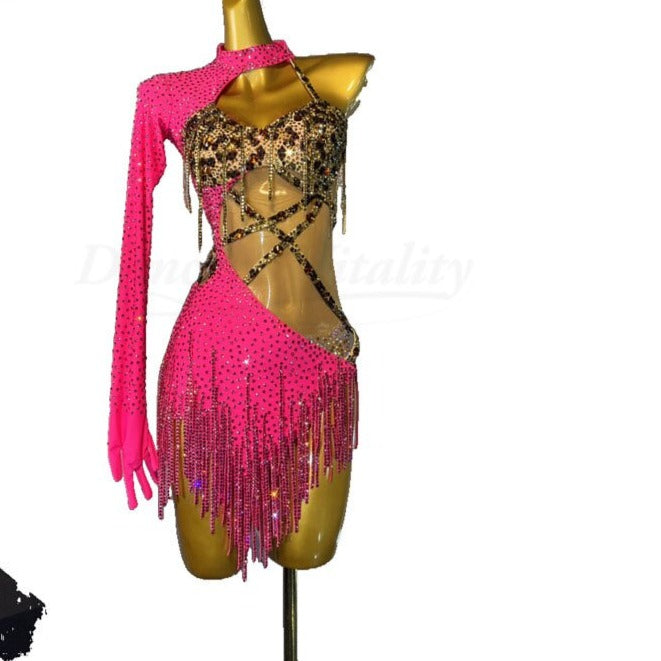 Sexy Latin Dance Dress Women Competition Costume Art Tassel Dresses