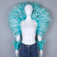 Elegant Women's 2-Piece Shawl Set Cosplay Feather Punk Style for Halloween Masquerade Ball Party Carnival New