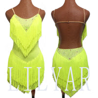 Latin Dance Dress Competition Costumes Skirt Performing Rhinestones Adult Children Tassel Various Color Red  White