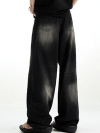 Male Classic America Hip Hop Rap Jeans Wide Leg Youth Popular Jeans Men Straight Leg Retro Loose Trousers Oversized Denim Pants