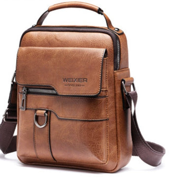 New Men's Messenger Bag Brand designer PU Leather Retro Large-capacity Shoulder Bag