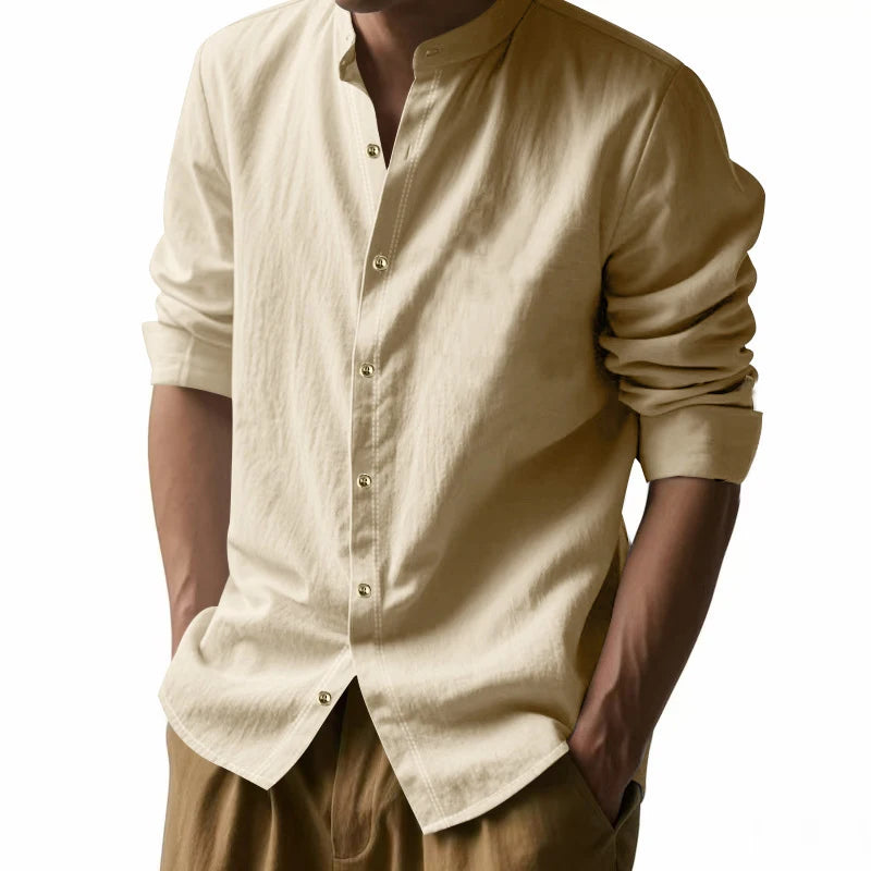 Mens Casual Long Sleeve Cotton Shirts Buttons Down Solid Plain Sleeve Summer Beach Shirts Lightweight Streetwear