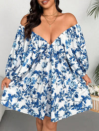plus Size V-Neck Romantic Floral Print Vacation Dress Women's Casual Elegant Maxi Dress for Summer