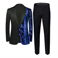 Red Sequin Blazer & Pants Set , Men's Shiny Party Outfit Suits for Weddings, Concerts & Festive Celebrations