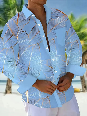 Elegant men's Printed long-sleeved Shirt Suitable For Spring And Autumn Fashionable Handsome high-quality Lapel men's Tops