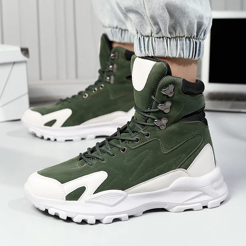 Fashion Men's Boots Comfortable Men Casual Shoes Breathable High Top Sneakers for Outdoor Non Slip Ankle Boots Platform Sneakers
