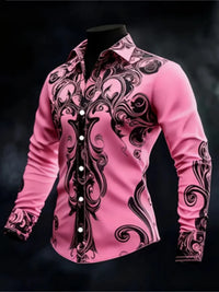 Men's Casual Long Sleeve Button up Shirt 3D Printed Ethnic Art Patterns Fashionable Comfortable Top