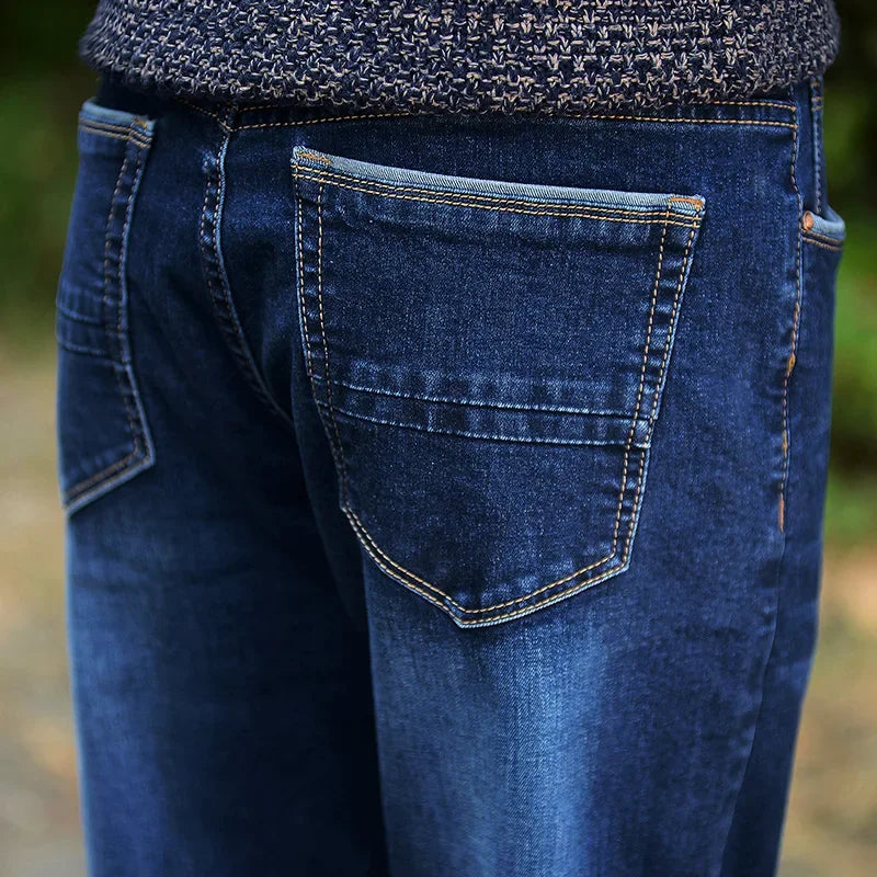 Mens Wide Leg Jeans Slightly Flared Slim Fit Famous Brand Blue Black jeans Designer Classic Male Stretch Denim pantd