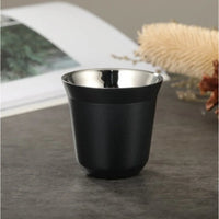 Double Wall Insulated Stainless Steel Espresso Cup Capsule Coffee Mug Metal Drinking Demitasse Cup For Home Indoor or Outdoor