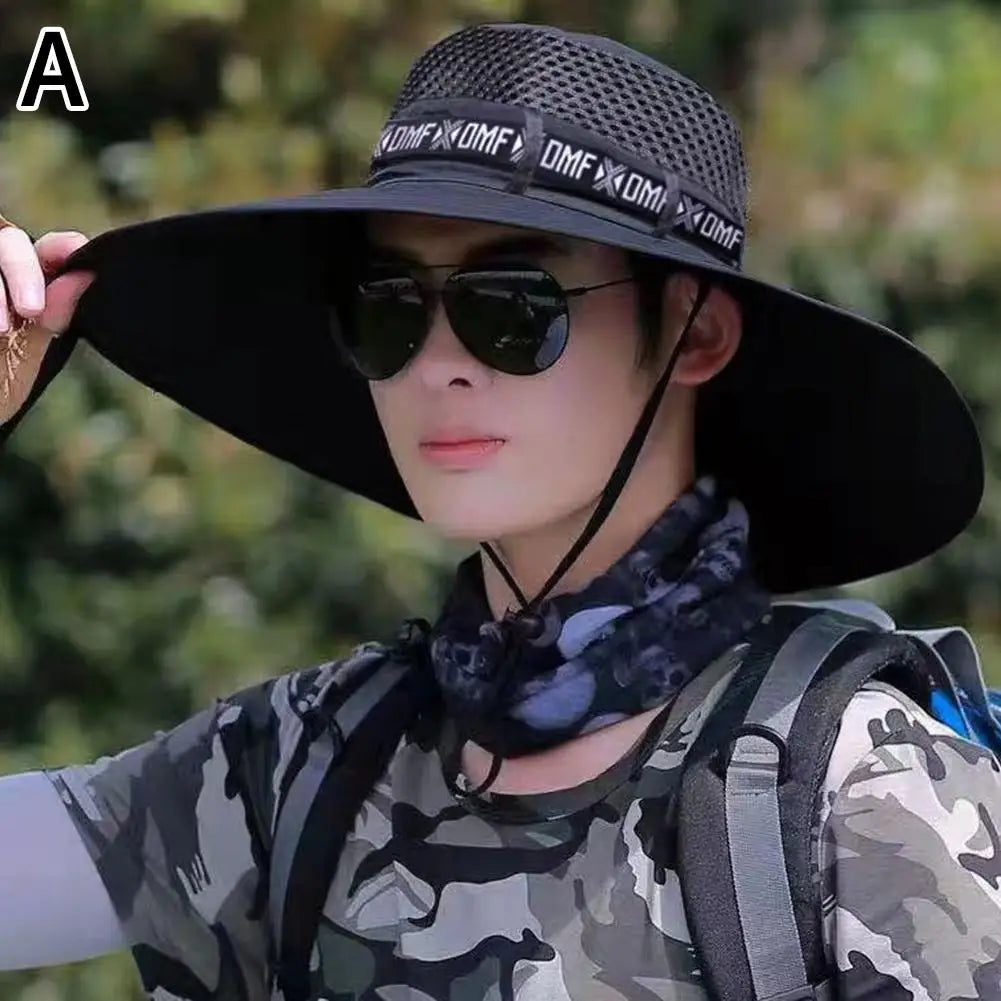 1pc Fishing Hat for Men & Women, UPF 50+ Sun Protection Mesh, Wide Brim for Hiking Beach, Breathable Summer Outdoor Cap