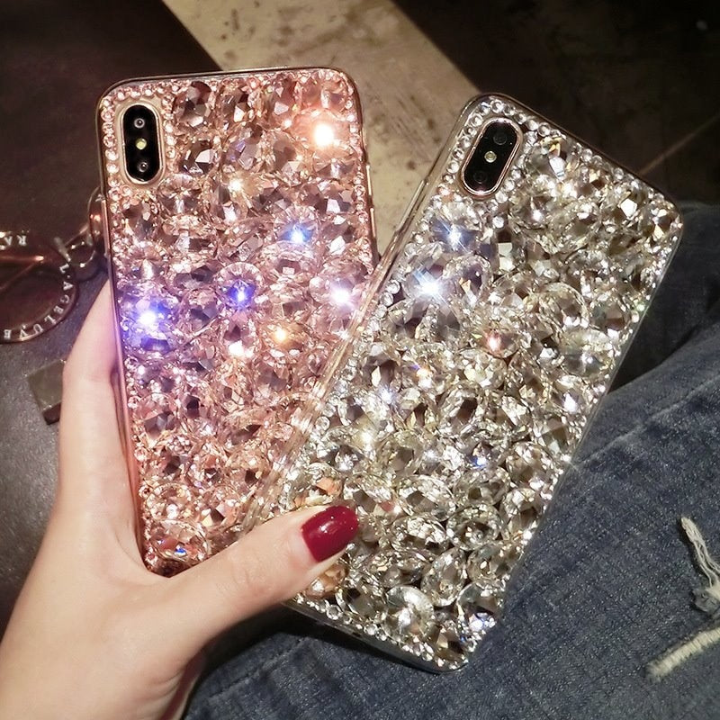 Funda de teléfono con diamantes de imitación de lujo para Samsung, S23, S22, S21, S20, S10, S9 Plus, Ultra Fe, Note 10, 20, Galaxy, purpurina, Rosa