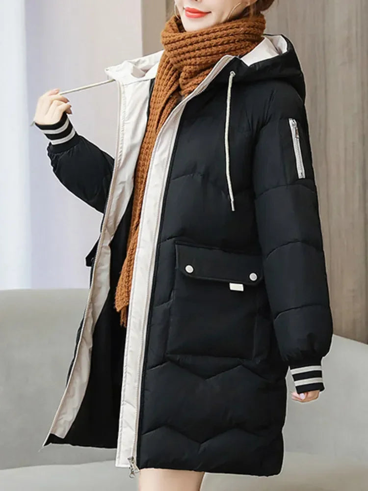 Winter Women Jacket Coats Long Parkas Female Down Cotton Hooded Overcoat Thick Warm Jackets Windproof Casual Student Coat Parka