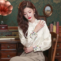 Spring Thin New Chinese Style Embroidery 2025 Long-sleeved Shirt Spring Shirt New Fashion Casual Top