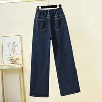 Women's High waisted Wide leg Jeans Autumn Winter 2025 New Loose Elastic waist Straight leg Pants Female Casual Denim Trousers