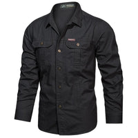 2023 New Mens Military Shirt Men Short Sleeve Cargo Shirts 100% Cotton Casual Solid Shirt Male Pocket Work Shirt
