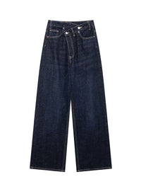 Women's Basic Hundred Jeans New Fashion Asymmetric Design High Waist Wide Leg Trousers Casual Women's Straight Leg Jeans