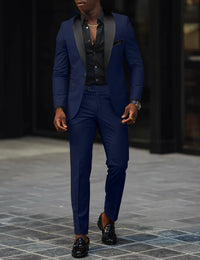 Men's New Fashion Business Casual Two-piece, Comfortable and Breathable Slim-fit Side Slit Single-button Suit Jacket+trousers