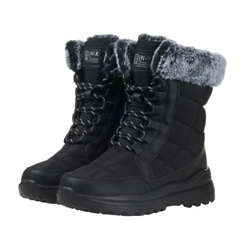 Winter Women's Boots Non-slip Plush Warm Snow Boots for Women Lace Up Platform Ankle Boots Comfortable Flat Shoes Cotton Shoes