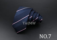 Men's Classic Skinny Stripe Necktie Red Navy Blue Ties Jacquard Woven Solid Plaid Dots Tie Daily Wear Cravat Wedding Party Gift