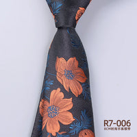 Men's Fashion Silk Tie 8cm Striped Novelty Necktie Blue Green Orange Color Ties For Men Floral Party Ties Wedding Business Gift
