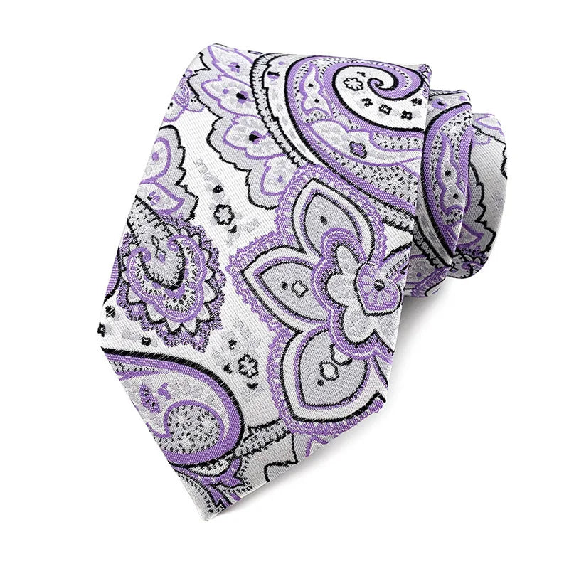 Luxury 8CM Mens Necktie Purple Color Stripes Floral Plaid Solid Dot Ties For Man Groom Neck Tie For Business Wedding Party