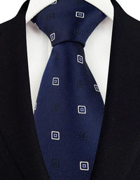Luxury Men's Necktie 8cm Navy Blue Color Tie Jacquard Neck Ties for Man Business Wedding Party Gift