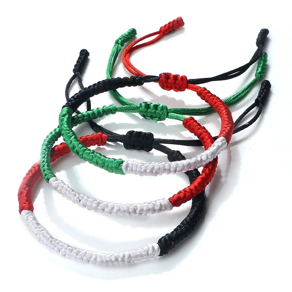 Palestine Israel Flag Bracelet Green Black Blue Rope Braid Bangles Middle East Country Flags Color Kuwait Bracelets Patriot Gift