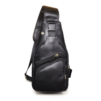 New Hot Sale Quality Crazy Horse Leather Retro Triangle Sling Chest Bag For Men 8&quot; Tablet One Shoulder Cross body Bag Male 8015