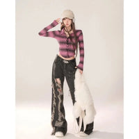 High Waist Ripped Women's Black Jeans Hip-hop Style Fashion Vintage Streetwear Y2K Wide Leg Jean Trouser Baggy Denim Pants
