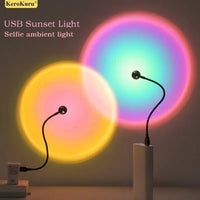 USB Sunset Light Mobile Phone Self Photography Light  LED Rainbow Neon Night Light Projector Photography Wall Atmosphere Light