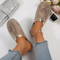 Women Slippers Summer 2026 New Luxury Brand Slippers Lightweight Round Head Shoes Water Diamond Large Flat Sandals Slides Women