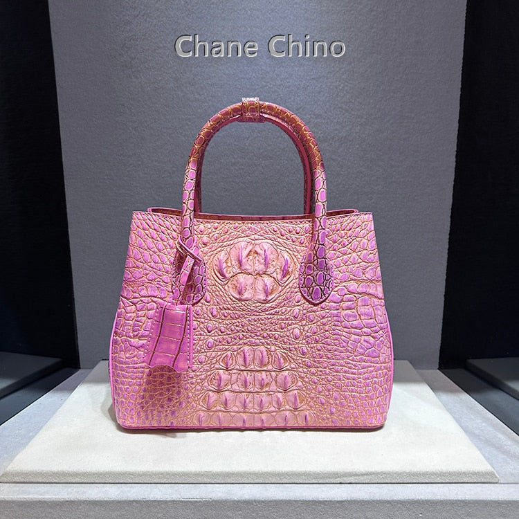 Luxury Genuine Leather Women Handbags Fashion Crocodile Pattern Lady Small Shoulder Messenger Bag Girl Pink Top Handle Tote Bags